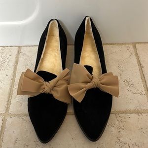 Phebe Black & Peach Bow Tie Shoes